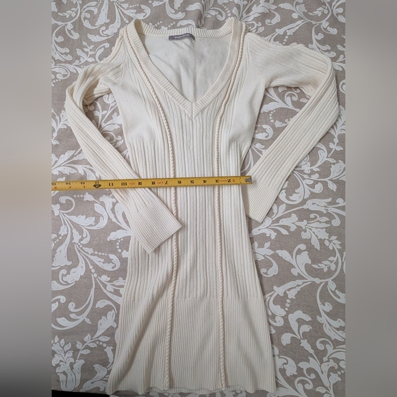 WOW Couture Cream V-Neck Ribbed Knit Dress - Picture 7 of 10